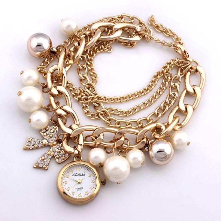 Stylish Luxury Pearls Bracelet Women's Wrist Watch